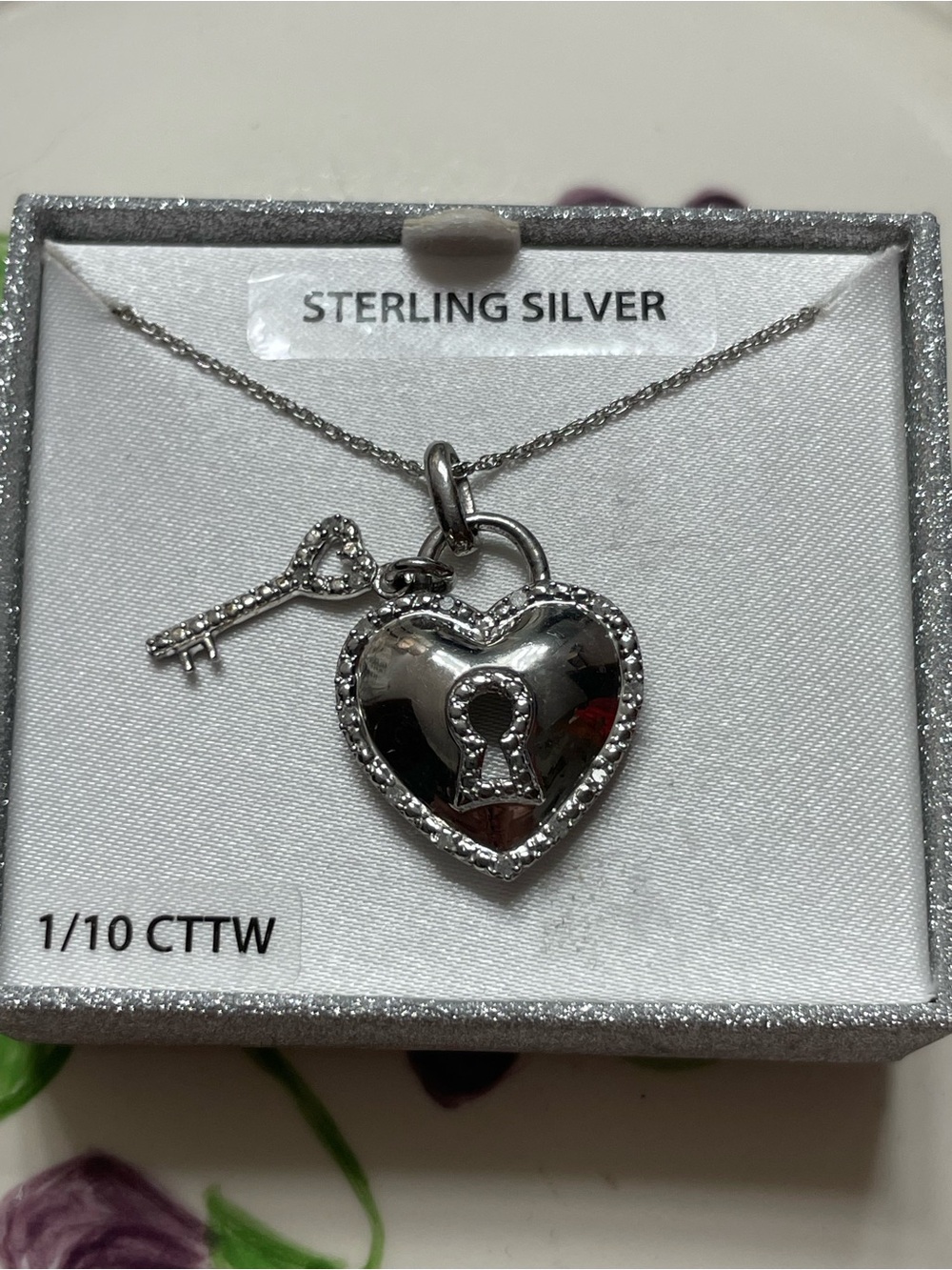 Sterling Silver Heart Lock & Key Necklace - Silver 20”